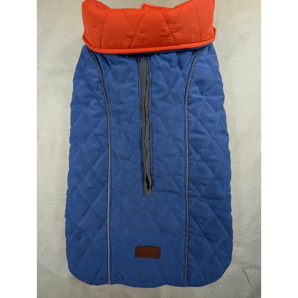 ThinkPet Sz 2XL Blue Orange Quilted Padded Dog Coat Reflective Vest